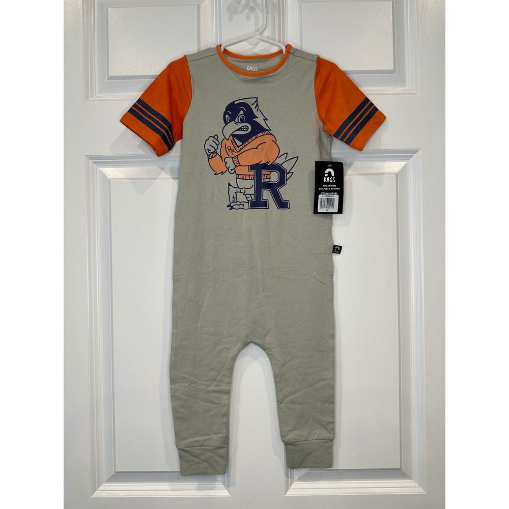 Rags Baby Romper Jumpsuit One Piece Orange Blue Mascot Size 2T